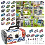 Žaislinių automobiliukų rinkinys click4TOYS, 25 vnt., su kelio ženklais ir žaidimo kilimėliu