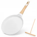 NutriChef blynų keptuvė su nepridegančia danga, 28 cm, su mediniu te&scaron;los skirstytuvu