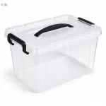 Skaidri plastikinė daiktų dėžė su dangčiu, 9 l, 28 &times; 19,5 &times; 17,5 cm