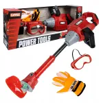 Vaiki&scaron;ka žaislinė akumuliatorinė žoliapjovė click4TOYS su LED pir&scaron;tinėmis ir akiniais