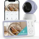 Elektroninė kūdikio auklė su kamera, Wi-Fi, 5 colių LCD ekranu ir naktiniu režimu