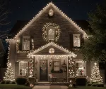 Kurtyna LED su kabančiais Chomik, 300 LED, 15 m, 8 režimai, balta
