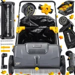 Rankinis lapų rinktuvas Powermat PM-ZDL-530M, 53 cm, 0&ndash;40 mm, su 100 l krep&scaron;iu