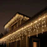 LED dekoratyvinė girlianda su varvekliais, &scaron;iltai balta, 15 m, 3 vnt.