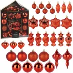 Raudonų kalėdinių eglutės papuo&scaron;imų rinkinys, 32 vnt.
