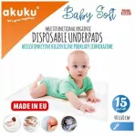 Vienkartiniai paklotai kūdikiams Akuku Baby Soft, 15 vnt., 60 &times; 40 cm