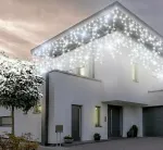 LED kalėdinė girlianda &bdquo;Varvekliai&ldquo;, &scaron;altai balta, 8 m, 200 LED
