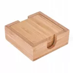 Bambukiniai puodelių padėkliukai Tadar su stovu, 11 &times; 11 cm