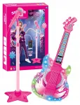Elektrinė žaislinė gitara su mikrofonu ir reguliuojamu stovu, 43&ndash;85 cm, click4TOYS