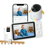 Elektroninė kūdikio auklė ieGeek su Wi‑Fi, 2K HD kamera ir LCD ekranu