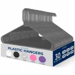 Plastikinės drabužių pakabos, pilkos, 30 vnt.