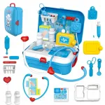 Vaiki&scaron;kas gydytojo rinkinys click4TOYS su lagaminu-kuprine, 17 dalių