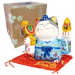Mėlyna Maneki-neko katės taupyklė, 14 cm