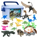 Dinozaurų figūrėlių rinkinys vaikams, 40 dalių, su lagaminėliu