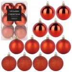 Raudonos plastikinės kalėdinės eglutės dekoracijos, 12 vnt., 6 cm