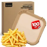Vienkartiniai popieriniai įdėklai kar&scaron;to oro gruzdintuvei Lehmann, 100 vnt., 23 &times; 23 cm