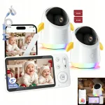 Elektroninė kūdikio stebėjimo auklė ieGeek su Wi‑Fi, 2K HD kamera ir 5 colių LCD ekranu