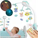 Lovytės karuselė RicoKids su LED projektoriumi, nuotolinio valdymo pulteliu ir 3 režimais