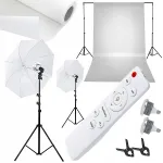 CineGEN LED fotografijos studijos ap&scaron;vietimo rinkinys su skėčiu ir stovu