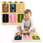 Montessori medinė užsegimų lenta Mamabrum MAM266, 45 &times; 45 cm