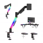Monitoriaus laikiklis Huzaro Motion 1.6 su dujine spyruokle, RGB ap&scaron;vietimu ir VESA 75 &times; 75 mm bei 100 &times; 100 mm