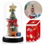 LED &scaron;viečianti kalėdinė dekoracija po stiklo gaubtu, &scaron;ilta balta &scaron;viesa, 21 cm