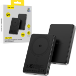 I&scaron;orinis akumuliatorius Blavec Power Bank 10000mAh BJ-05 Ultra Fast 16mm - Type C - Qi2.2 25W + PD 45W magnetinė indukcinė įkrova Magsafe 2 viename (PBBJ05-QI22MC10B) juodas aliuminis