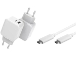 USB-C krosoveris su 1 metrų USB-C kabeliu 30W 5V-12V/2A-3A