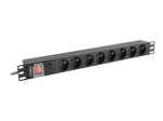 Lanberg Power Distribution Unit (PDU) 19" 1U 16A 2m 8x French Outlets PDU-08E-0200-BK