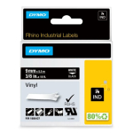 RHINO 9 MM VINYL WHITE ON BLACK IND Vinyl Labels, White