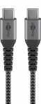 Goobay USB-C į USB-C tekstilinis kabelis su metaliniais ki&scaron;tukais 49302 USB-C į USB-C USB-C vyri&scaron;kas USB-C vyri&scaron;kas