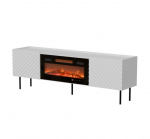 Cama LUCCA TV spintelė 180x40x59 balta + juodas židinys