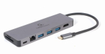 Gembird USB Type-C 5-in-1 daugialypis lizdo adapteris (Hub + HDMI + PD + kortelės skaitymo įrengis + LAN)
