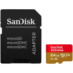 SANDISK Extreme microSDXC 64GB for Action Cams and Drones + SD Adapter + 1 year RescuePRO Deluxe up to 170MB/s & 80MB/s Read/Write speeds A2 C10 V30 U