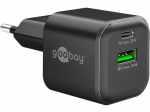 Goobay GaN Dual Fast Charger Adapter 20Watt 1xUSB-C 1xUSB-A juodas