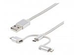 StarTech.com USB daugiafunkcis įkrovimo kabelis - 3.3 ft / 1m - Lightning / USB-C / Micro-USB - pynimas - MFi sertifikuotas - USB 2.0 - 3 in 1 įkro...