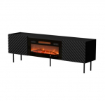 Cama LUCCA TV spintelė 180x40x59 juoda + juodas židinys