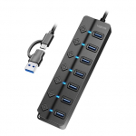 LogiLink 7-portų USB 5Gbps įkroviklis Juodas
