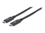 Manhattan USB-C į USB-C kabelis, 2m, ki&scaron;tukas į ki&scaron;tuką, juodas, 5 Gbps (USB 3.2 Gen1 t.y. USB 3.0), 3A (greitas įkrovimas), SuperSpeed USB, amžina...