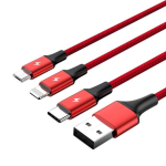 UNITEK C4049RD USB kabelis 1.2 m USB A į USB C/Micro-USB B/Lightning Raudonas