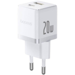 Baseus Palm Greitasis Įkroviklis USB-A + USB-C 20W / Baltas