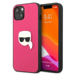 Karl Lagerfeld KLHCP13SPKMP Leather Ikonik Karl`s Head Metal Hardcase iPhone 13 mini 5,4" / rožinis