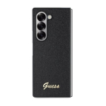 Guess PC/TPU blizgučių metalinis logotipas dėklas Samsung Galaxy Z Fold 6 / Juoda