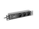 LANBERG elektros įrangos tvora 10" (1U, 10A, 3X 230V PL)
