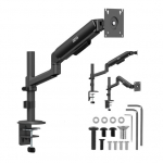 Ergo Office Monitorius laikiklis/kabliukas, dujinė spyruoklė, 17"-32", 1-10 kg, matinė juoda, Max. VESA 100x100, ER-691 B