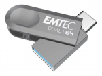 EMTEC Dual D280 64GB USB 3.2 Gen 1 / USB-C Atminties Diskas Juoda