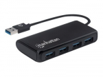 Manhattan USB-A 4-portų žiedas, 4x USB-A portai, 5 Gbps (USB 3.2 Gen1 arba USB 3.0), maitinimas i&scaron; magistralės, SuperSpeed USB, juodas, trejų metų...