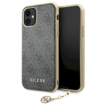Guess GUHCN61GF4GGR Kietas dėklas 4G Žavesių kolekcija iPhone 11 6,1" / Xr pilkas