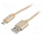 Gembird CCB-MUSB2B-AMBM-6-G Micro USB kabelis USB 2.0 1.8m / auksinis