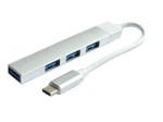 RoGer USB-C HUB 3xUSB2.0 / 1xUSB3.0 5Gbps / sidabrinė